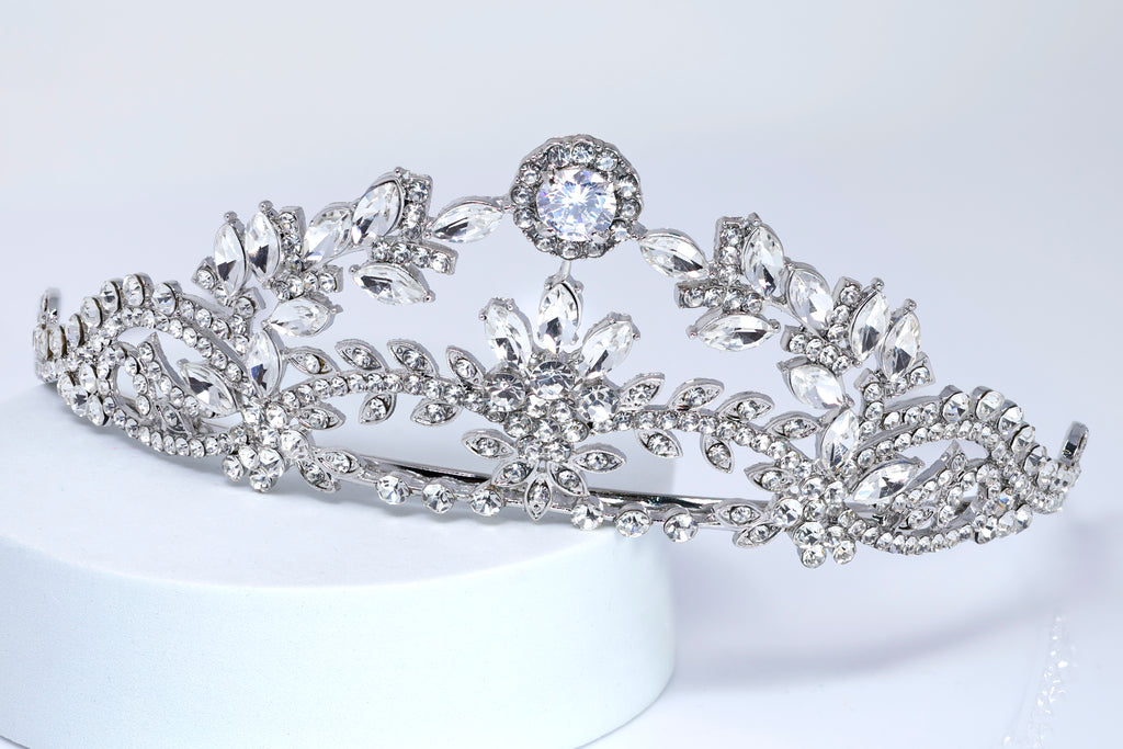 The Royal Garden Queen Tiara , Bridal Crown Tiara, Wedding Tiara, Crystal Wedding Crown, Tiara Bride
