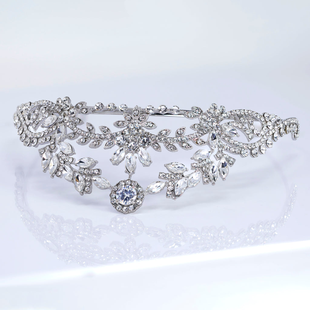 The Royal Garden Queen Tiara , Bridal Crown Tiara, Wedding Tiara, Crystal Wedding Crown, Tiara Bride