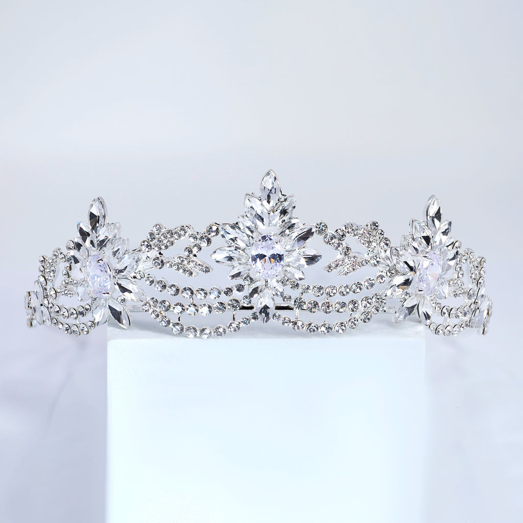 CZ Crown of Winter Stars Tiara – Bridal Wedding Crown With Floral Leaves Crystal Design (Copy) (Copy)