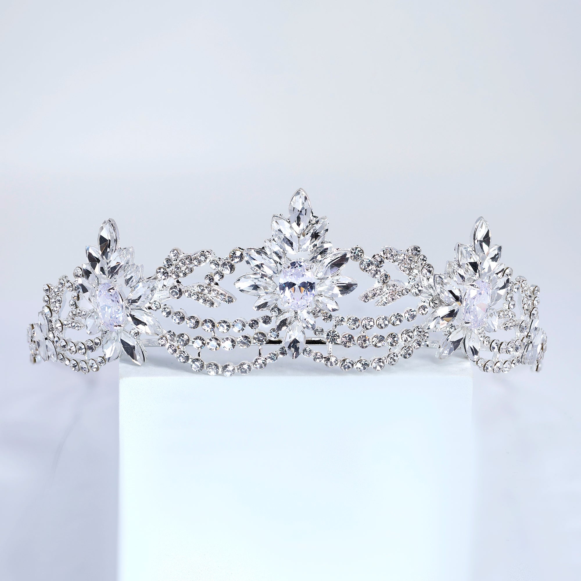 CZ Crown of Winter Stars Tiara – Bridal Wedding Crown With Floral Leaves Crystal Design (Copy) (Copy)