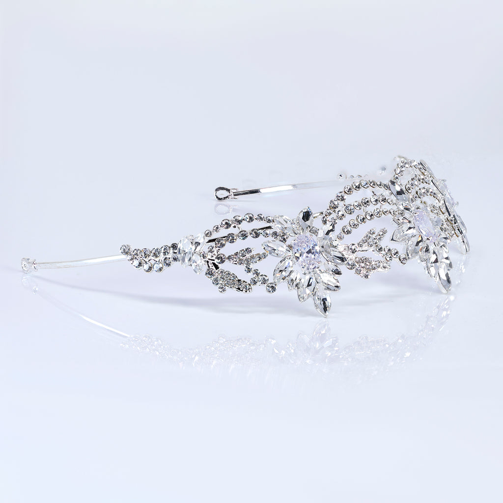 CZ Crown of Winter Stars Tiara – Bridal Wedding Crown With Floral Leaves Crystal Design (Copy) (Copy)