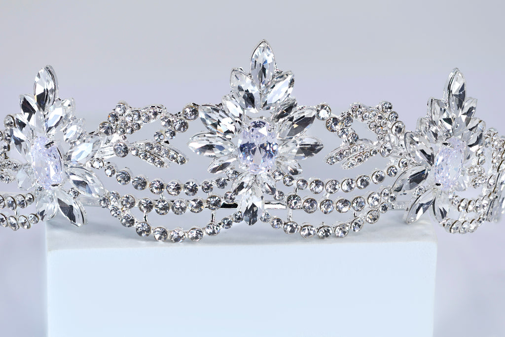 CZ Crown of Winter Stars Tiara – Bridal Wedding Crown With Floral Leaves Crystal Design (Copy) (Copy)