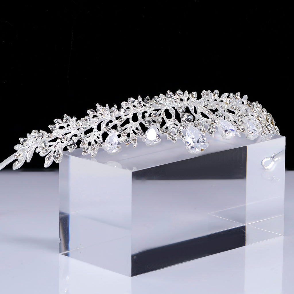 Elysian Vine Diamond Wedding Tiara, Bridal Tiara, Crystal Wedding Tiara, Crystal Wedding Crown, Silver Tiara.