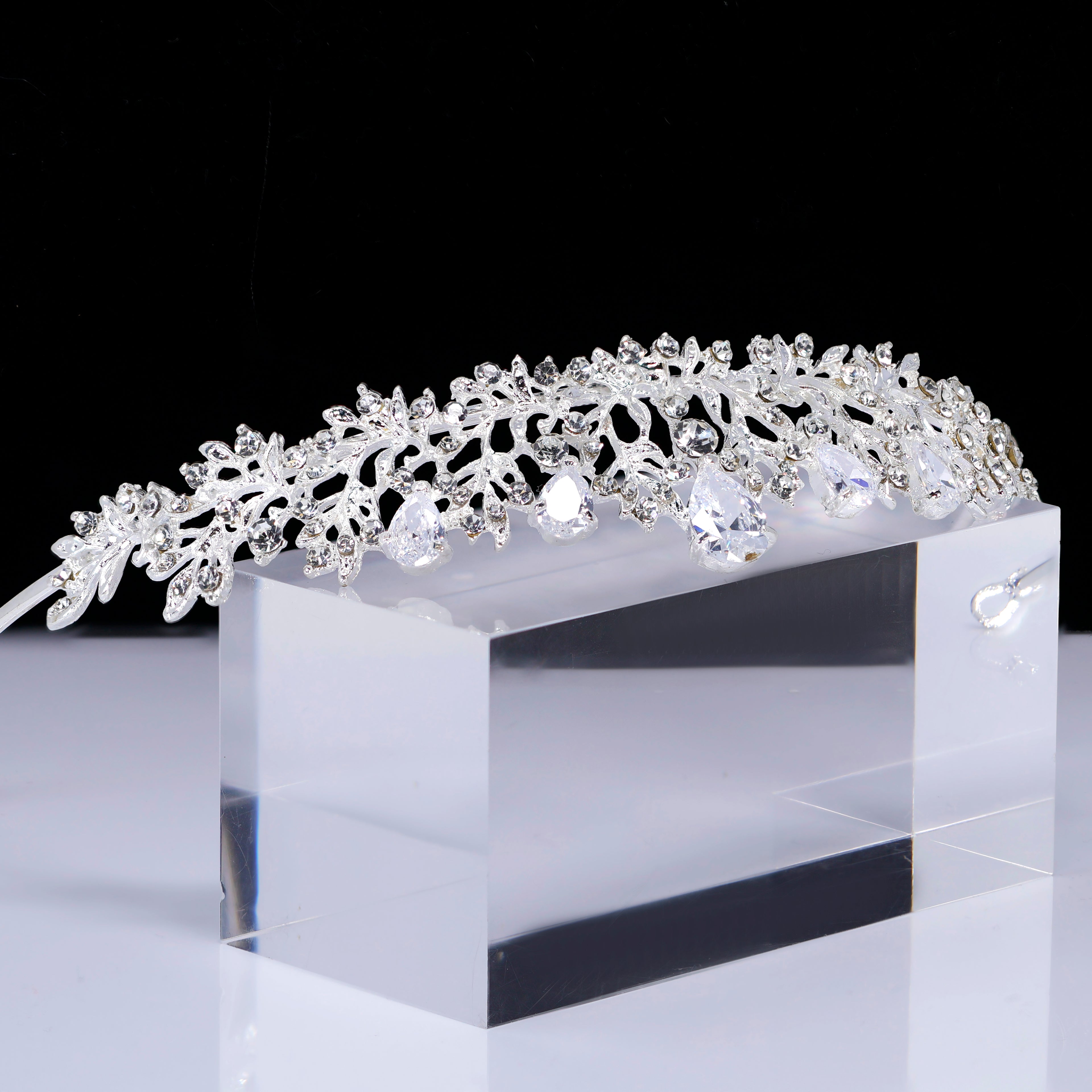 Elysian Vine Diamond Wedding Tiara, Bridal Tiara, Crystal Wedding Tiara, Crystal Wedding Crown, Silver Tiara.