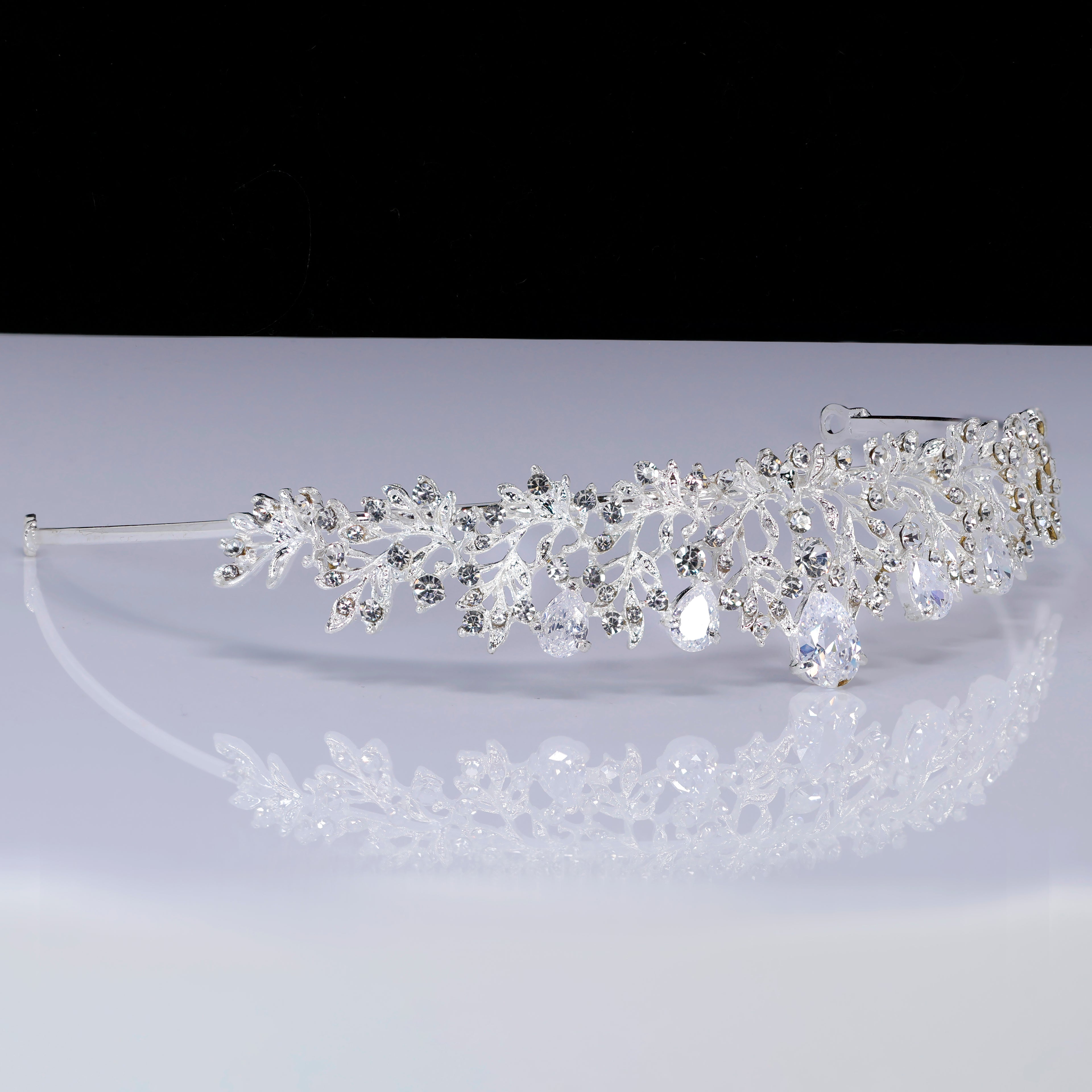 Elysian Vine Diamond Wedding Tiara, Bridal Tiara, Crystal Wedding Tiara, Crystal Wedding Crown, Silver Tiara.