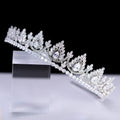 CZ Noor-e-Mahal Tiara, bridal Crown Tiara, Floral Leaves crystal wedding tiara, Crystal Bride, Wedding Crown