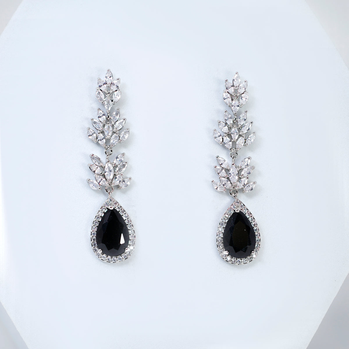 Cubic Zirconia Blue Drop Crystal/Diamond Earrings, Long Bridal Jewelry, Bridal Earrings, Crystal Bridal Earrings, Statement Earrings Cz