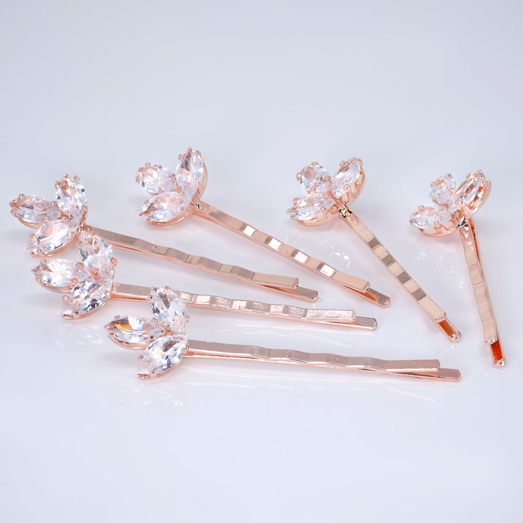 Petals Woven into Forever 6 Hair Pins Set , Swarovski Bobby Hair pins Set, Bridal Hair Accessories, Gift For Her