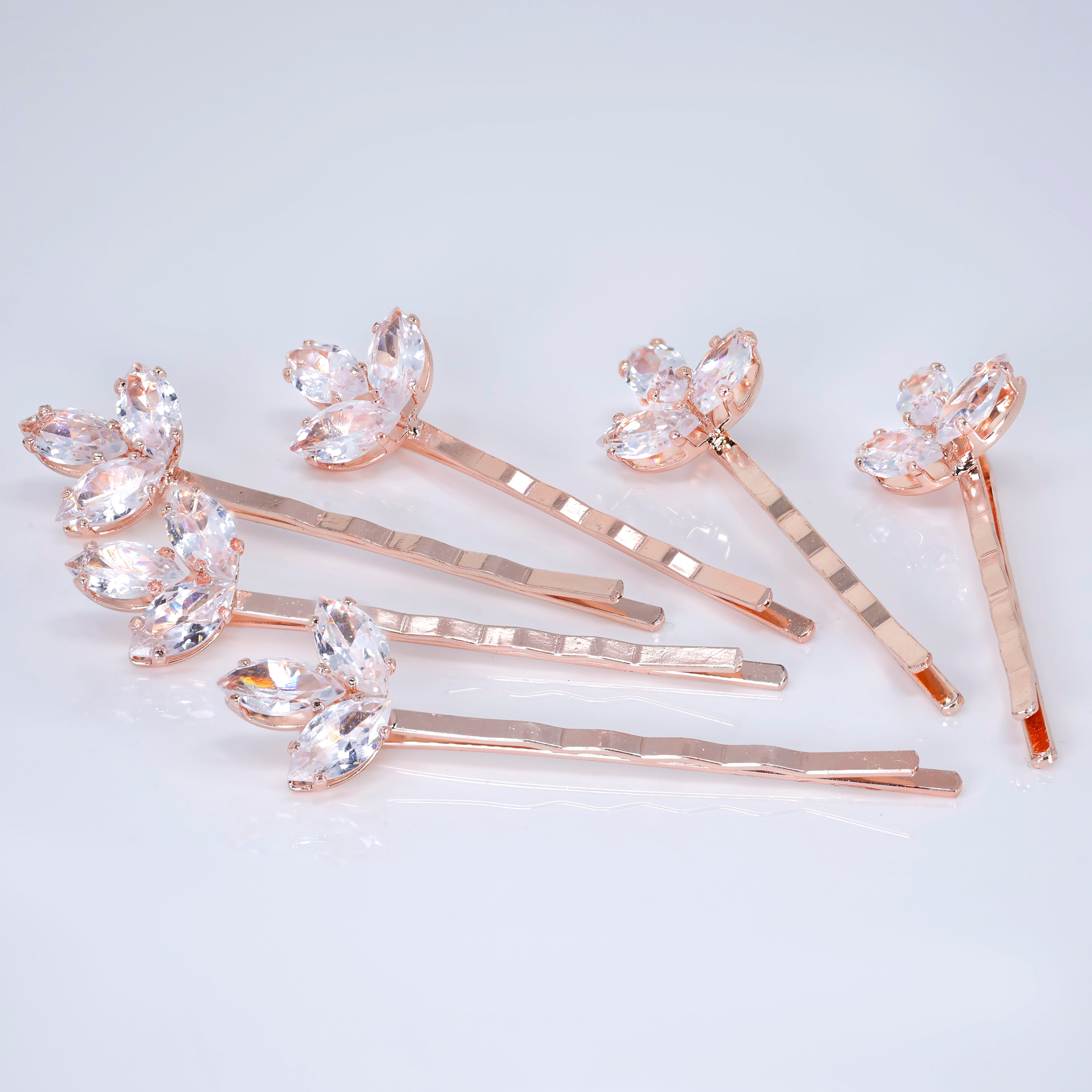 Petals Woven into Forever 6 Hair Pins Set , Swarovski Bobby Hair pins Set, Bridal Hair Accessories, Gift For Her