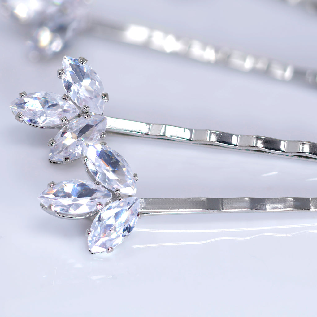 Petals Woven into Forever 6 Hair Pins Set , Swarovski Bobby Hair pins Set, Bridal Hair Accessories, Gift For Her