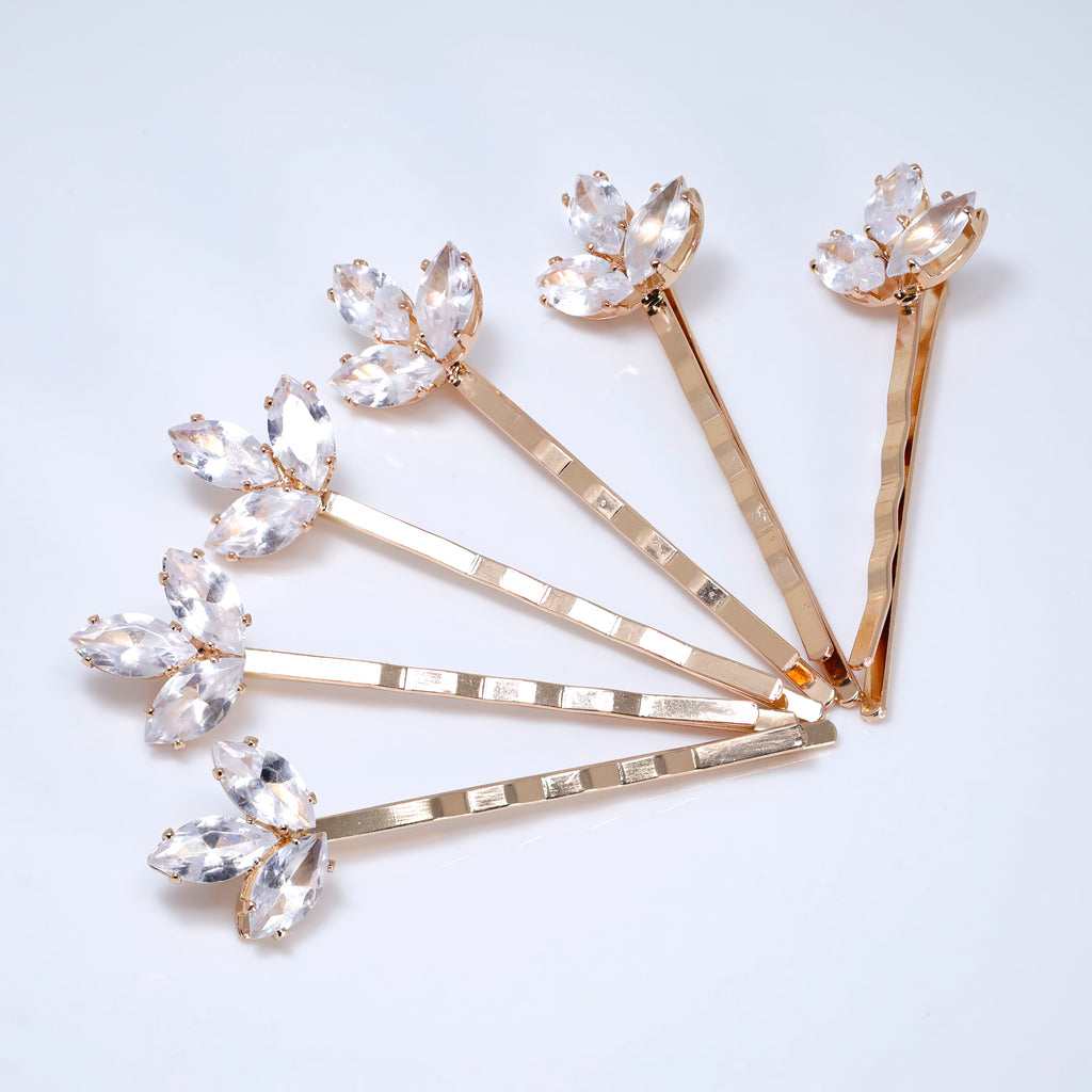 Petals Woven into Forever 6 Hair Pins Set , Swarovski Bobby Hair pins Set, Bridal Hair Accessories, Gift For Her