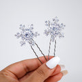 Celestial Snowflake Hair Pins Set Of 2, Swarovski Hair pins Set, Bridal Hair Accessories, Gift For Her
