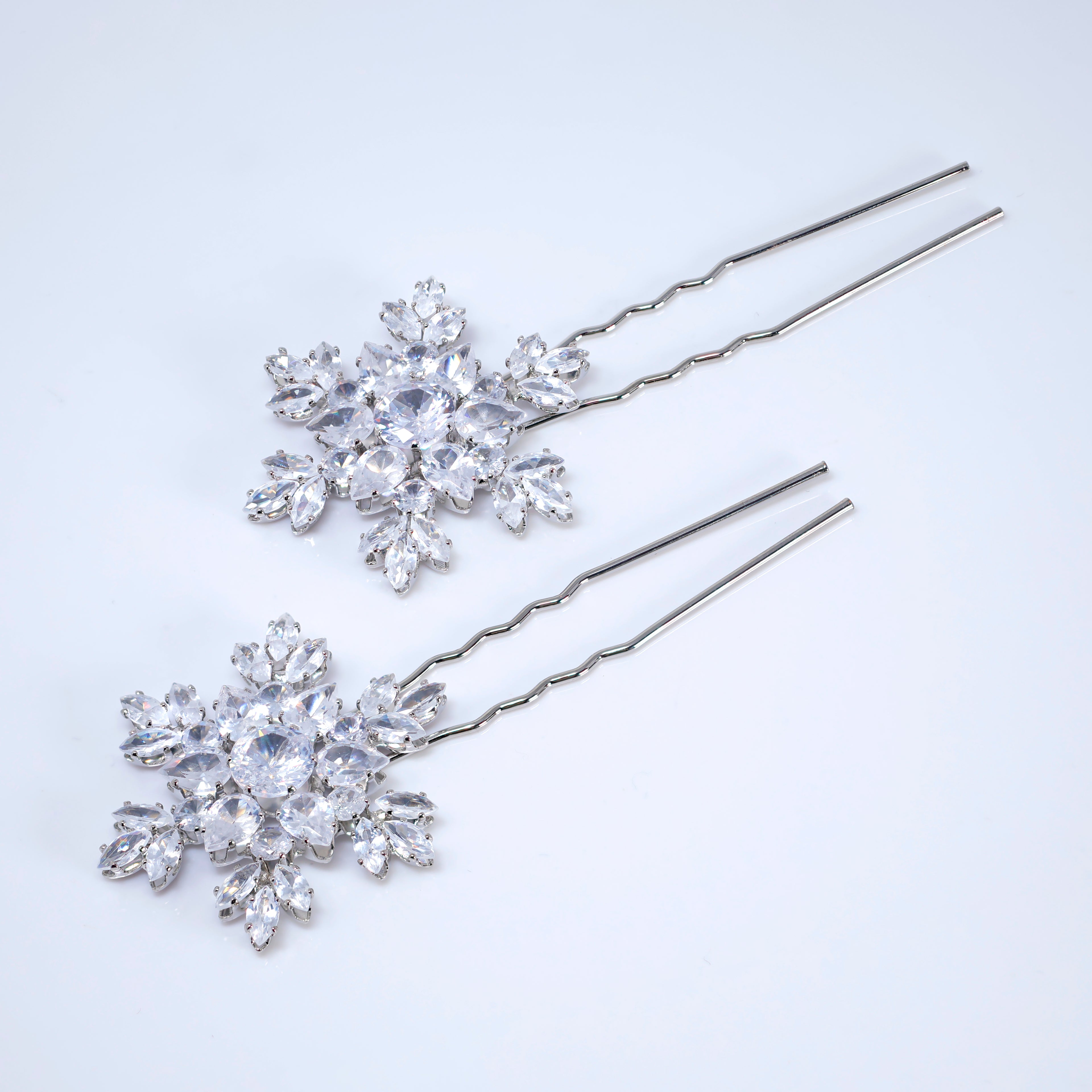 Celestial Snowflake Hair Pins Set Of 2, Swarovski Hair pins Set, Bridal Hair Accessories, Gift For Her