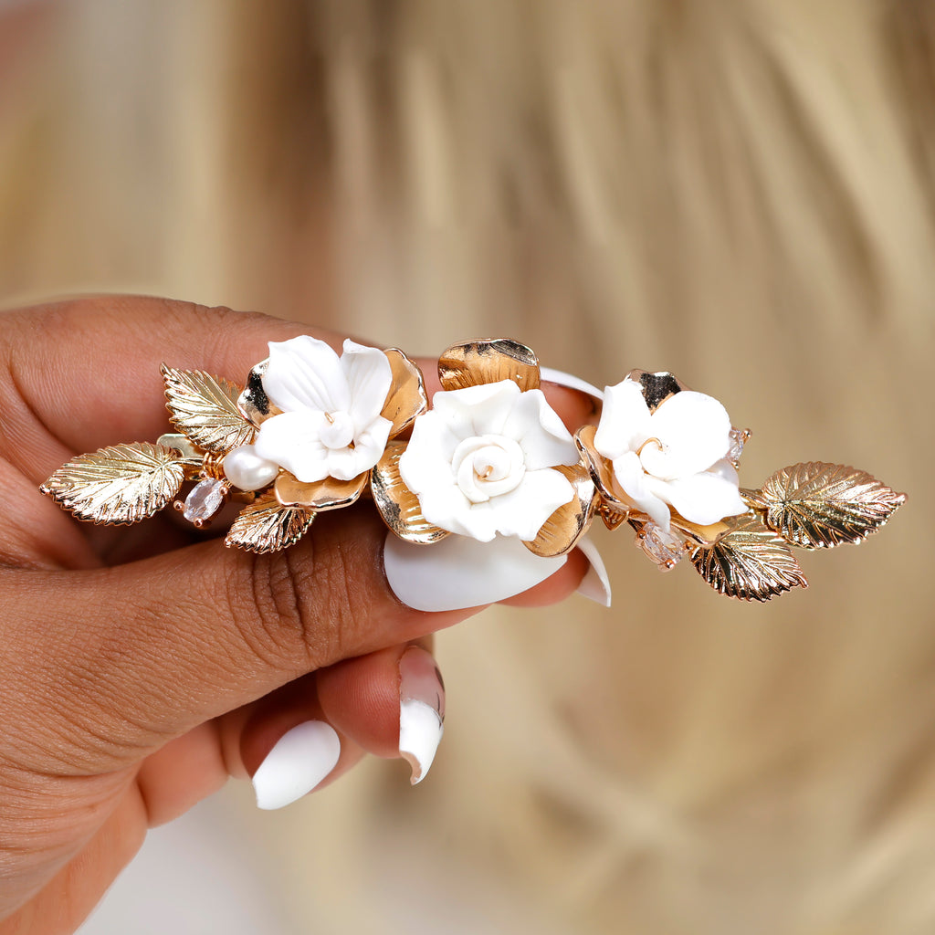 Garden Of Vows Floral Bridal Hair Clip, Bridesmaid Gift, Wedding Hair Accessory.