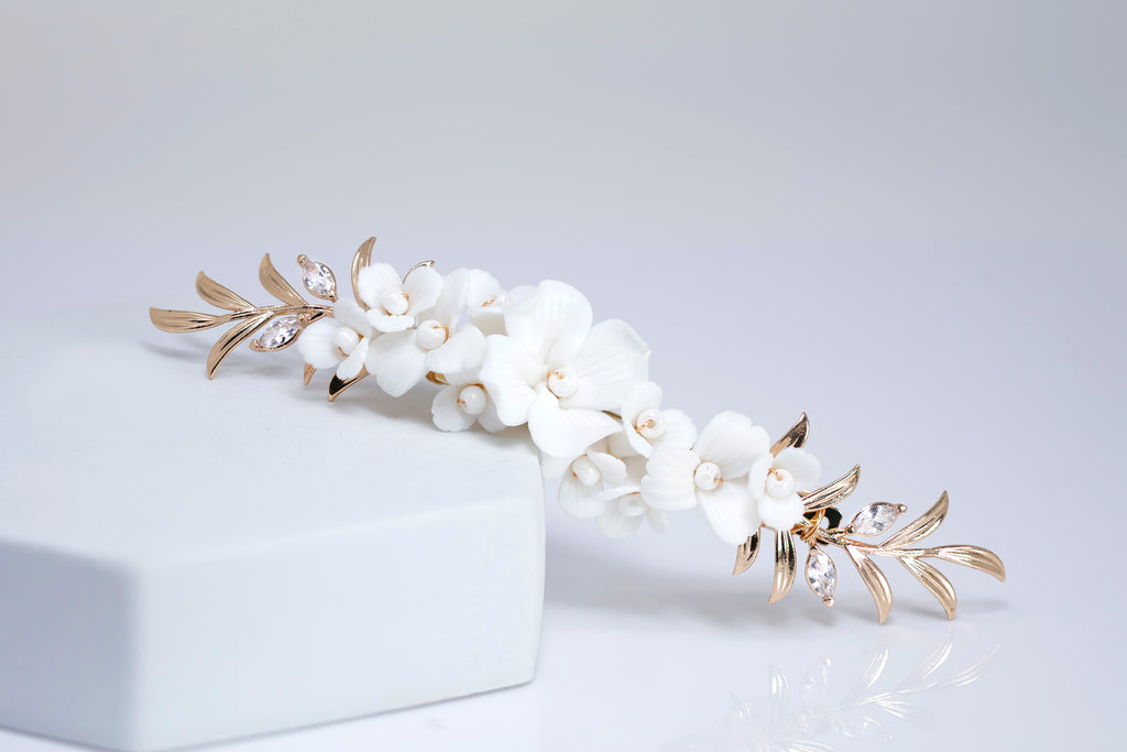 Bloom of Eternity Floral Bridal Hair Clip, Bridesmaid Gift, Wedding Hair Accessory.