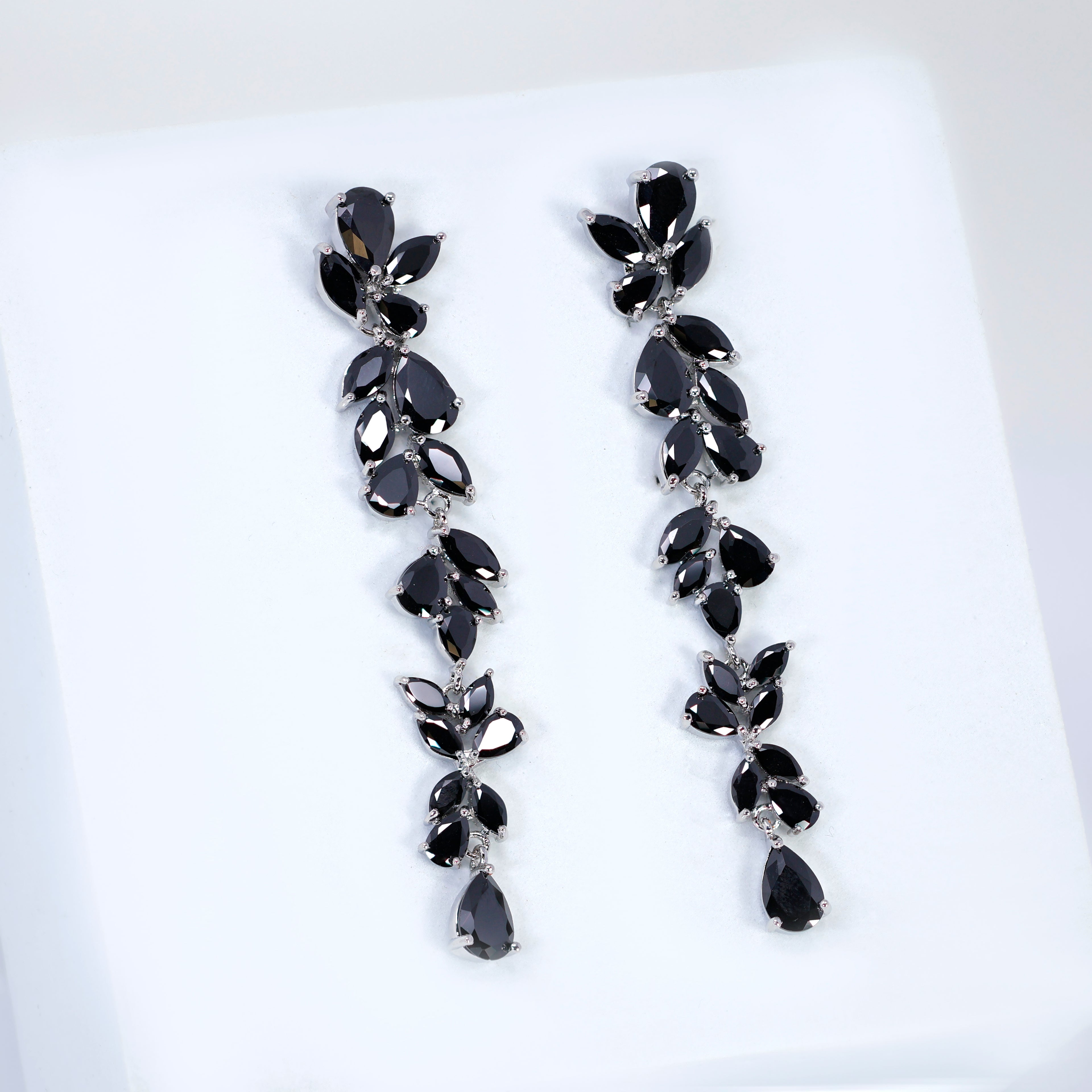 Flower Dangle Crystal/Diamond Earrings, Long Bridal Jewelry, Bridal Earrings, Crystal Bridal Earrings, Statement Earrings Cz
