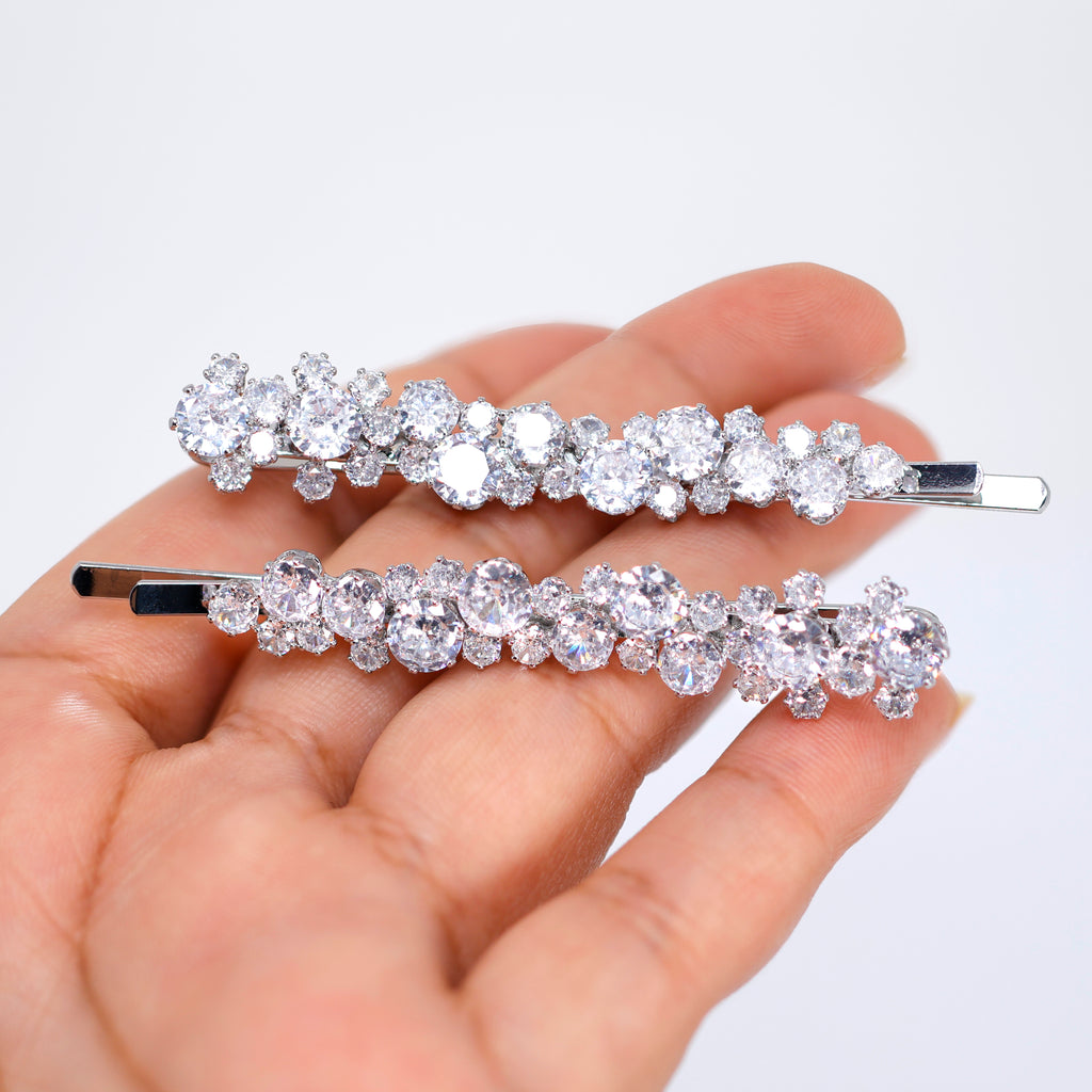 Set Of 2 Love At First Light Bridal Hair Clips, Bridesmaid Gift, Wedding Hair Accessory.