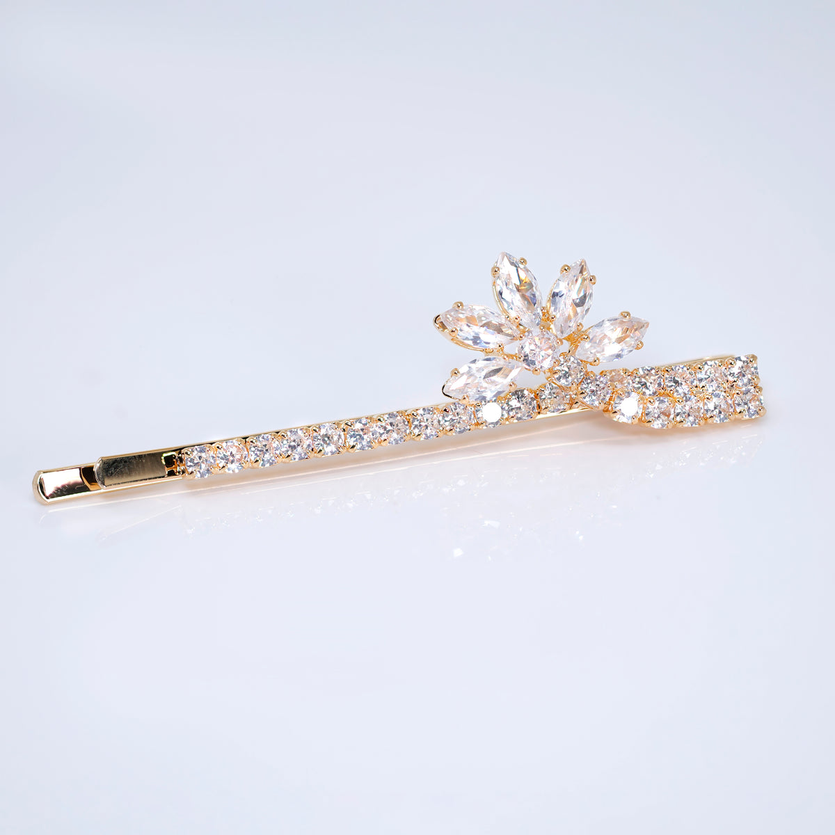 CZ Love In Bloom Flower Bobby Pin, Bridal Hair Accessories, Bridesmaid Gift, Wedding Hair Accessory, Bridal Peach Hair Clip (Copy)