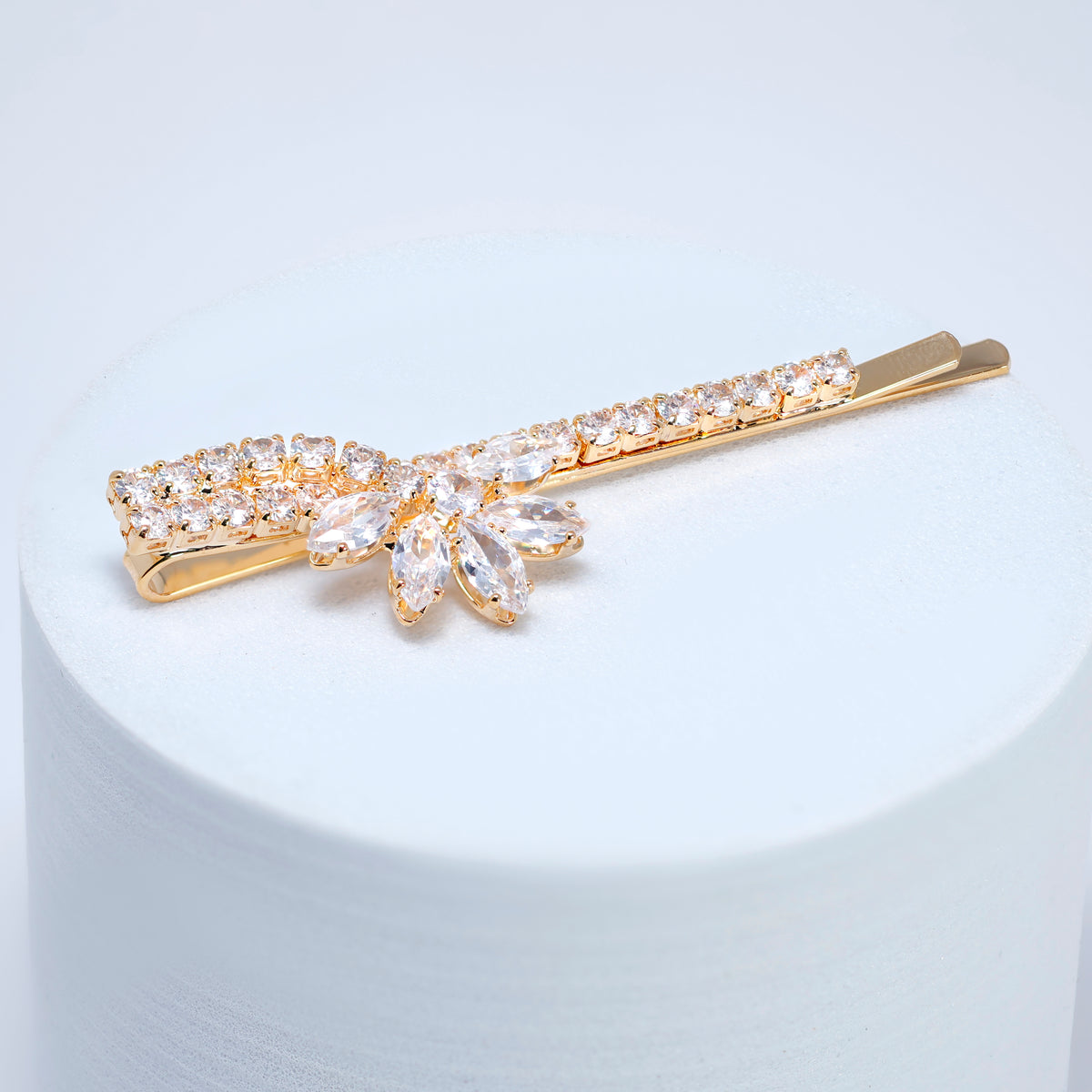 CZ Love In Bloom Flower Bobby Pin, Bridal Hair Accessories, Bridesmaid Gift, Wedding Hair Accessory, Bridal Peach Hair Clip (Copy)