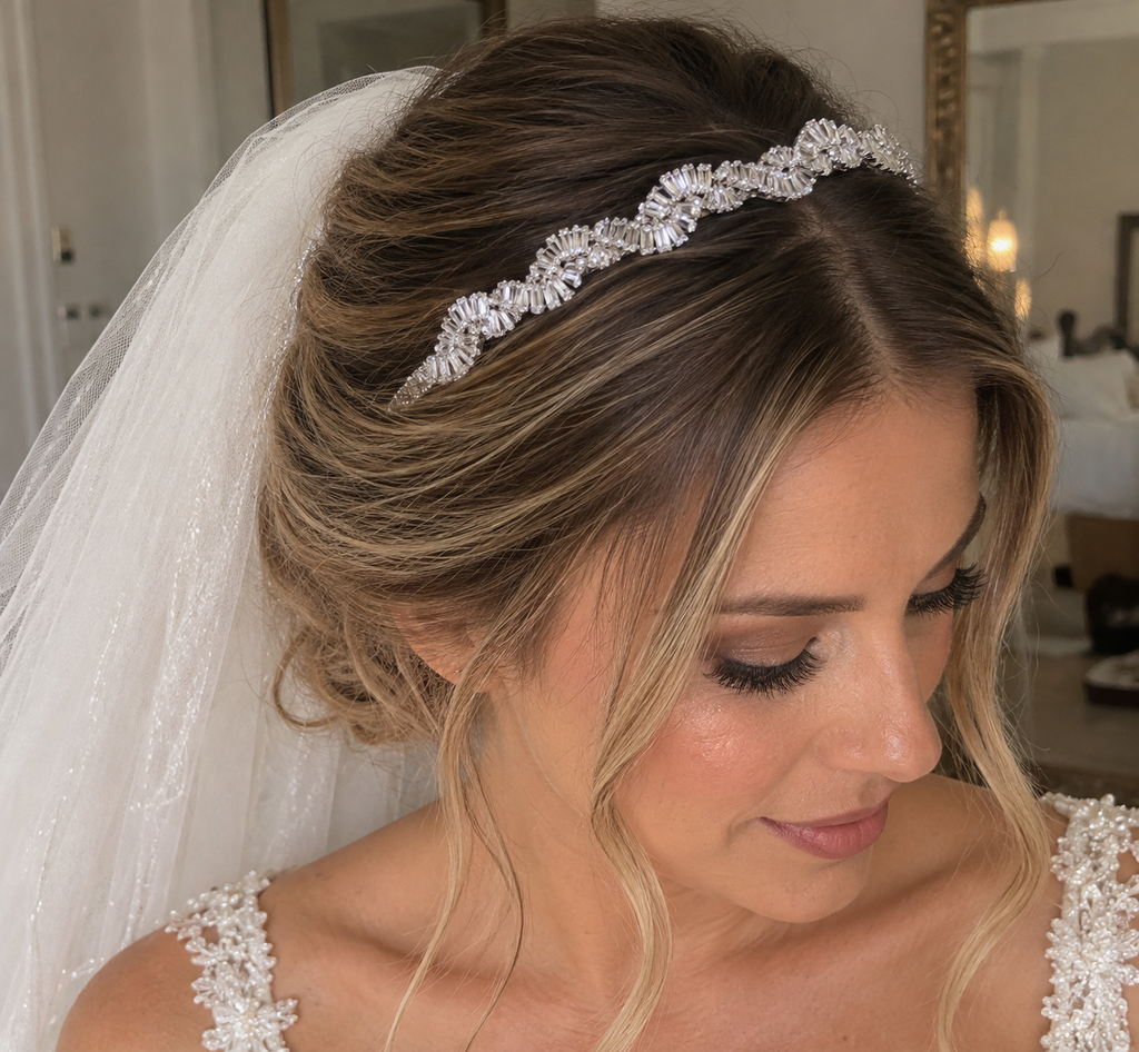 CZ Juliette Crystal Garland Headband, Hair Vine Headband, Bridal Hair Vine, Rhinestone Headband, Delicate Headband, Hair accessories.
