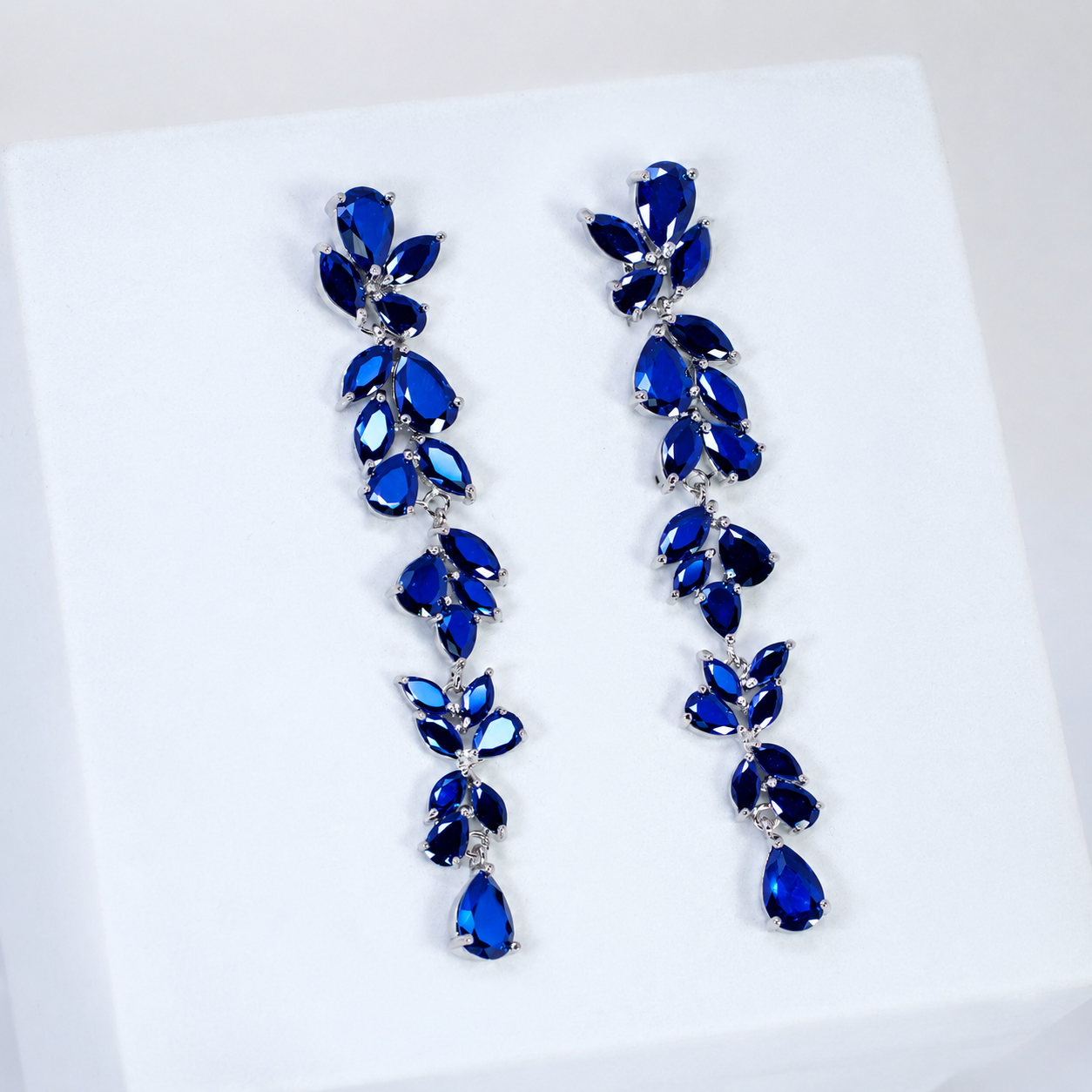 Flower Dangle Crystal/Diamond Earrings, Long Bridal Jewelry, Bridal Earrings, Crystal Bridal Earrings, Statement Earrings Cz
