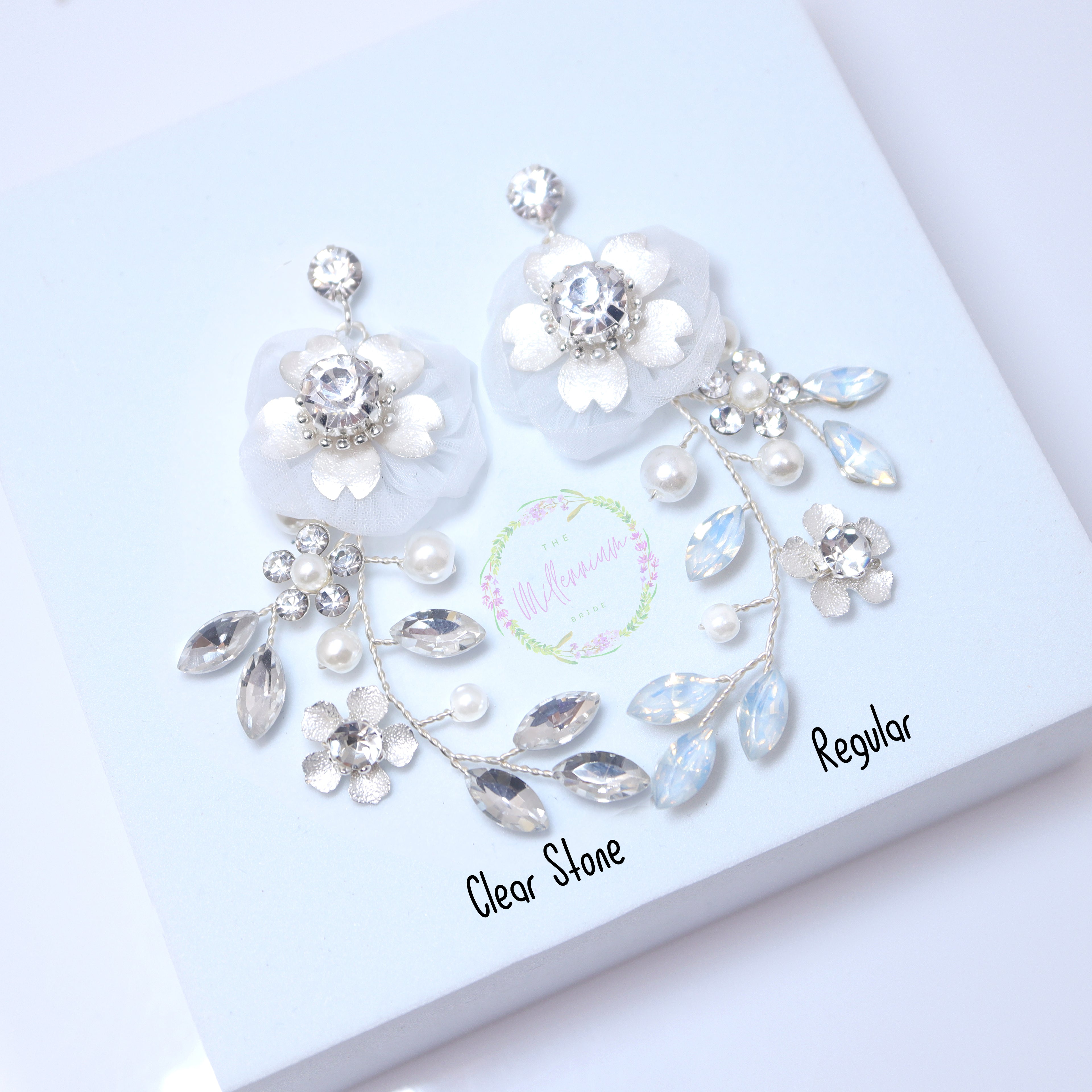 Swarovski opal Flower Petals Crystal, Rhinestone Earrings, Long Bridal Jewelry Bridal Earrings Crystal Bridal Earrings Statement Earrings Cz - TheMillenniumBride