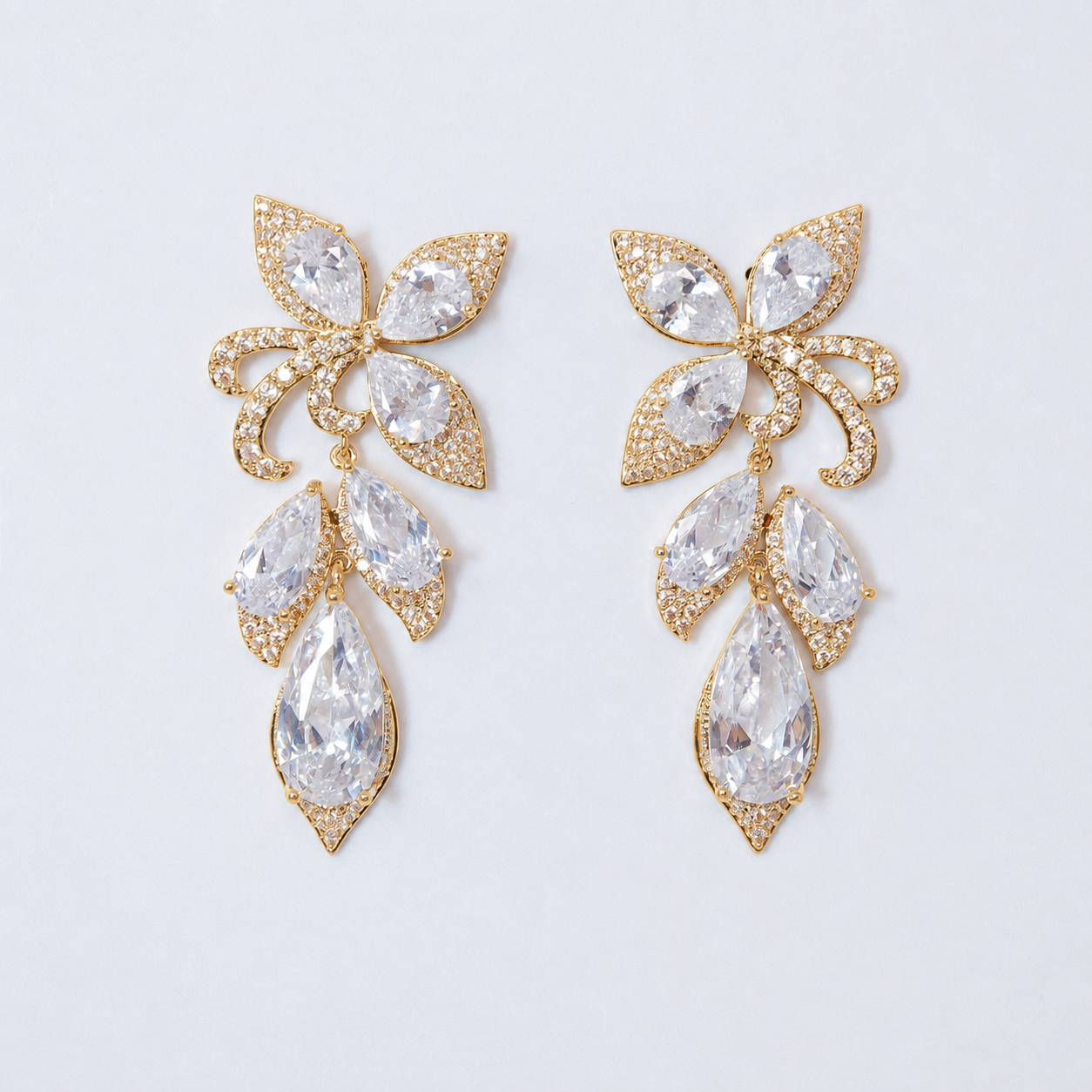 Swarovski Crystal Enchanted Floral Vine Leaves Earrings, Bridal Jewelry, Bridal Earrings, Crystal Bridal Earrings, Statement Earrings Cz