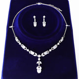 Swarovski Dainty Leaves Drop Necklace, Long Bridal Jewelry, Bridal Earrings And Necklace, Statement Earrings Cz Necklace Set.