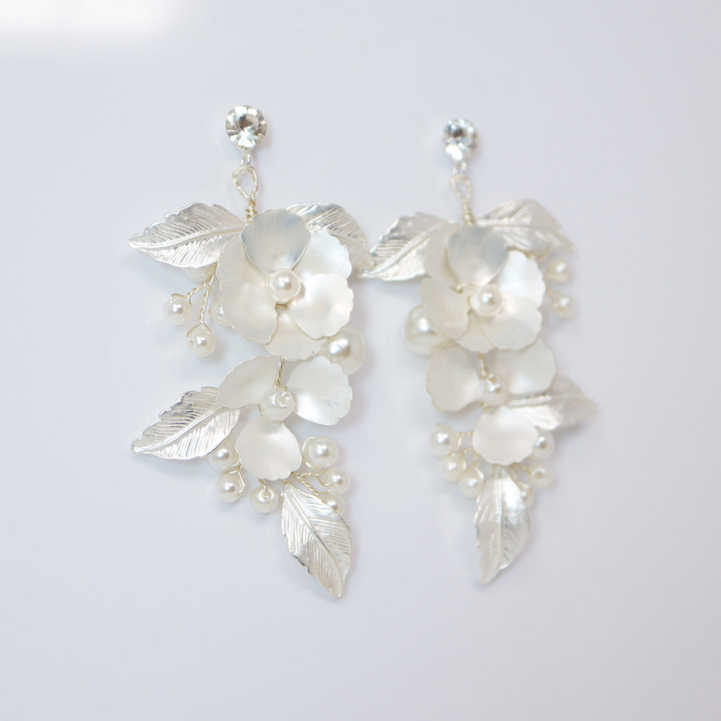 Swarovski Flower Petals Crystal, Rhinestone Earrings, Long Bridal Jewelry Bridal Earrings Crystal Bridal Earrings Statement Earrings Cz