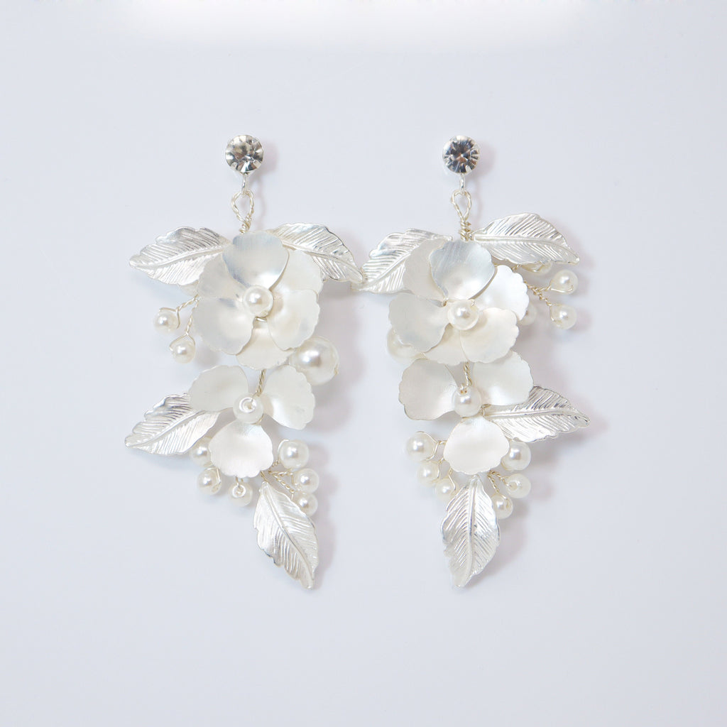 Swarovski Flower Petals Crystal, Rhinestone Earrings, Long Bridal Jewelry Bridal Earrings Crystal Bridal Earrings Statement Earrings Cz