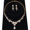 Swarovski Crystal Luxury Flower Drop Diamond/Crystal Necklace, Bridal Necklace Set, Bridal Jewelry, Statement Necklace