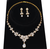 Swarovski Crystal Luxury Flower Drop Diamond/Crystal Necklace, Bridal Necklace Set, Bridal Jewelry, Statement Necklace