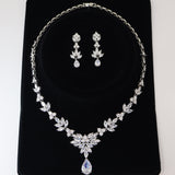 Swarovski Crystal Luxury Flower Drop Diamond/Crystal Necklace, Bridal Necklace Set, Bridal Jewelry, Statement Necklace