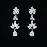 Swarovski Crystal Luxury Flower Drop Diamond/Crystal Necklace, Bridal Necklace Set, Bridal Jewelry, Statement Necklace