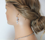 Swarovski Crystal Luxury Flower Drop Diamond/Crystal Necklace, Bridal Necklace Set, Bridal Jewelry, Statement Necklace