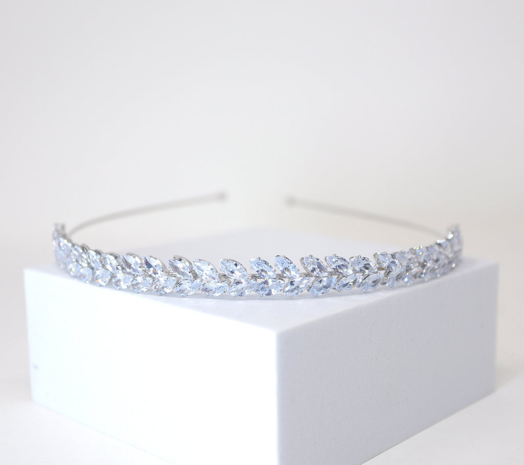 Swarovski Crystals Dainty Vine Three Leaves , Hair Vine Headband, Bridal Hair Vine, Delicate Headband, Hair accessories.