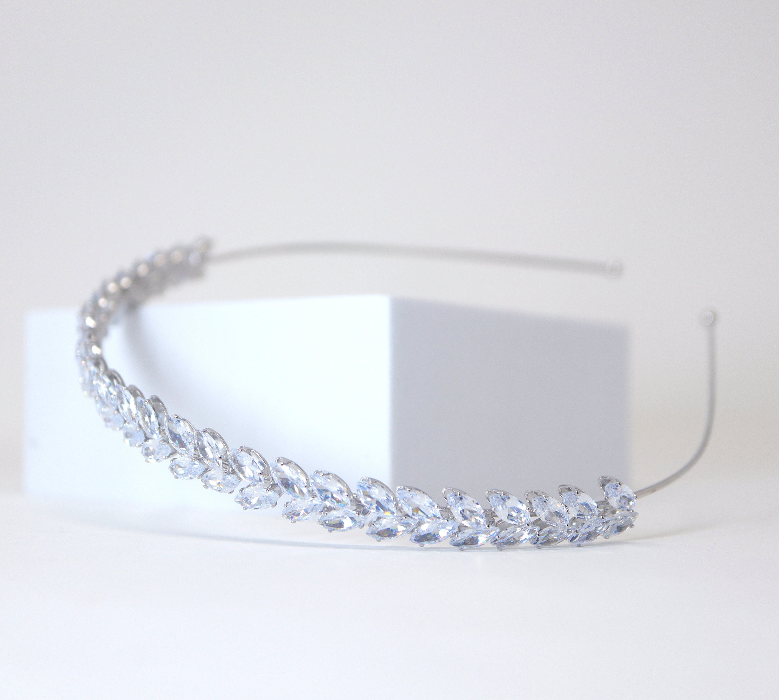 Swarovski Crystals Dainty Vine Three Leaves , Hair Vine Headband, Bridal Hair Vine, Delicate Headband, Hair accessories.