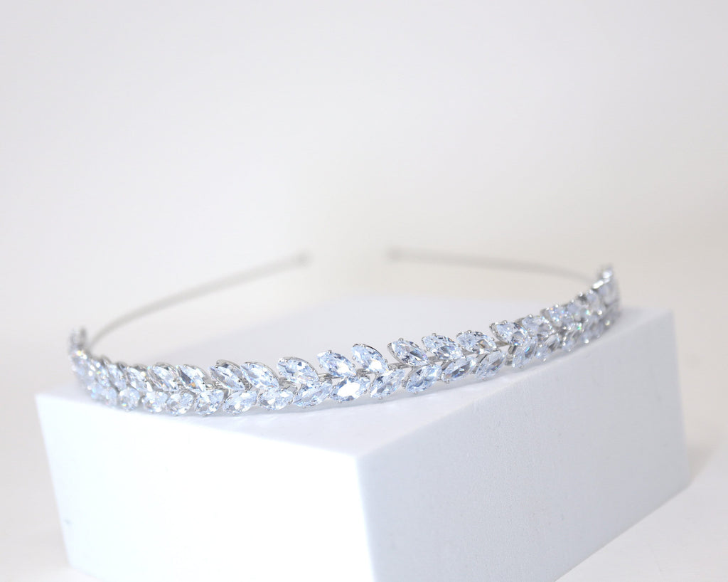 Swarovski Crystals Dainty Vine Three Leaves , Hair Vine Headband, Bridal Hair Vine, Delicate Headband, Hair accessories.