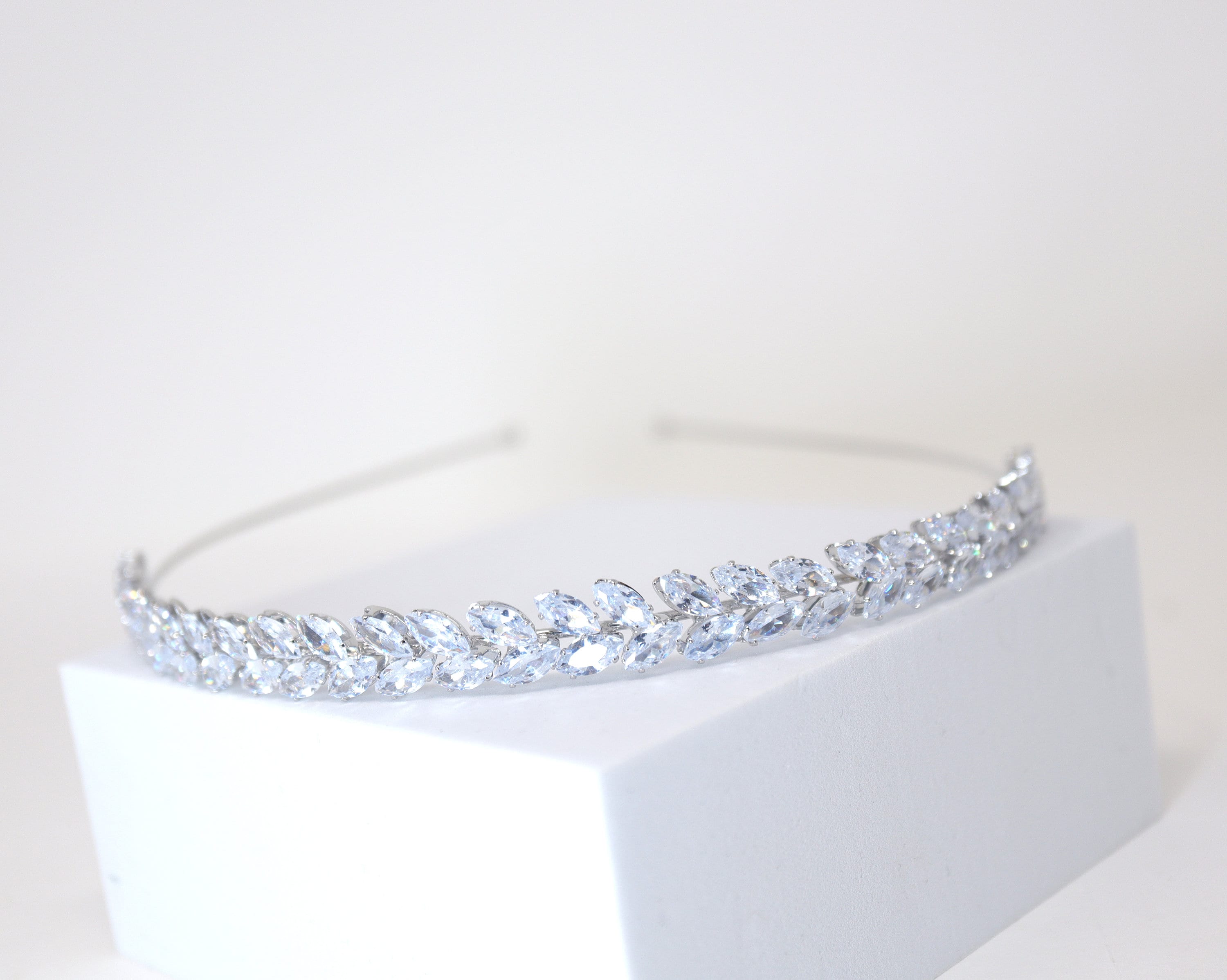 Swarovski Crystals Dainty Vine Three Leaves , Hair Vine Headband, Bridal Hair Vine, Delicate Headband, Hair accessories.