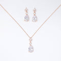 Swarovski Crystal Dainty Rose Gold Leaves Drop Necklace , Bridal Jewelry, Bridal Earrings And Necklace, Statement Earrings Cz, Necklace Set
