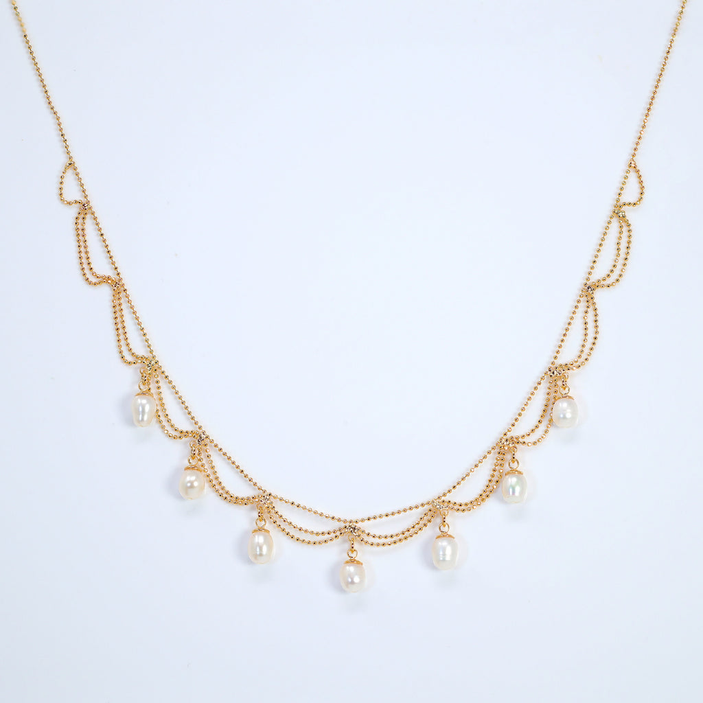 Freshwater Natural Pearl Drop Dainty Necklace, Bridal Chocker Necklace, Statement Earrings Cz