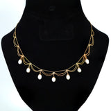 Freshwater Natural Pearl Drop Dainty Necklace, Bridal Chocker Necklace, Statement Earrings Cz