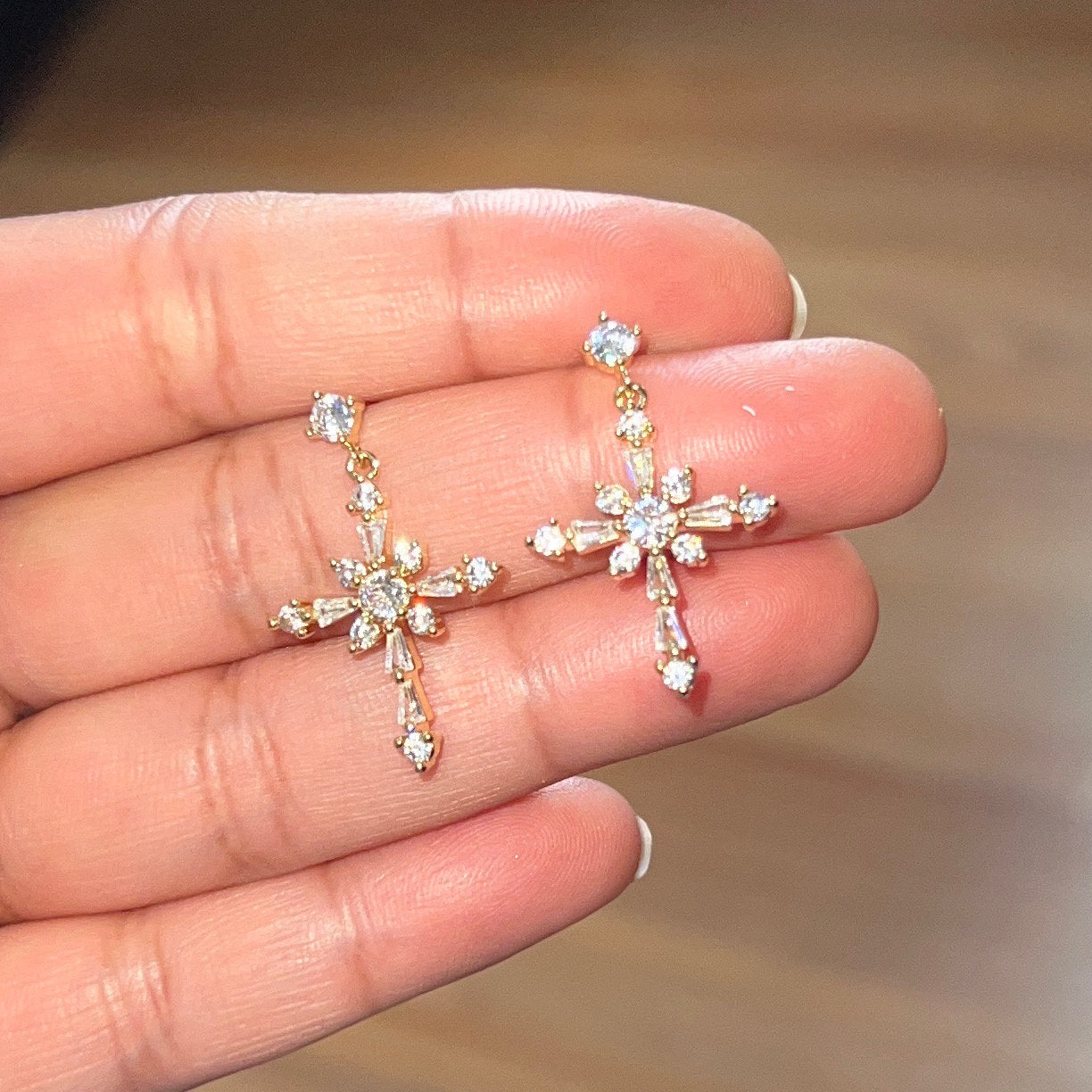 Vintage Luxurious Drop Cross Earrings
