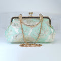 Light Blue Shimmering Gold Rose Floral Wedding Bag, Statement Bag, Evening Clutch, Wedding Clutch, Bridal Clutch, White Cross Body Bag