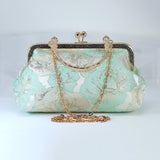 Light Blue Shimmering Gold Rose Floral Wedding Bag, Statement Bag, Evening Clutch, Wedding Clutch, Bridal Clutch, White Cross Body Bag