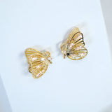 Swarovski Crystal Spots On 3D Gold Butterfly Stud Earrings, Dainty Stud, Statement Earrings.