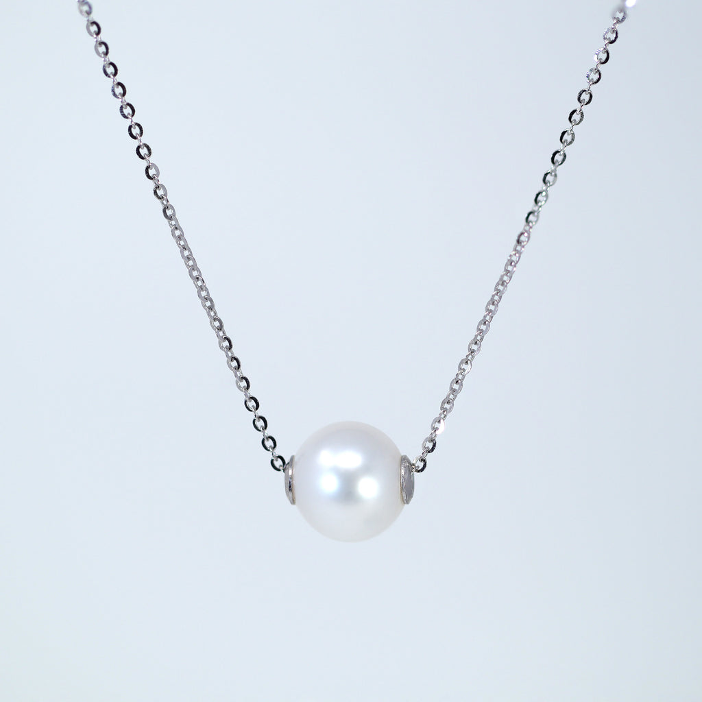 925 Sterling Silver Dainty Natural Cultured Floating Pearl Necklace, Bridal Chocker Necklace, Statement Earrings Cz