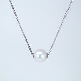 925 Sterling Silver Dainty Natural Cultured Floating Pearl Necklace, Bridal Chocker Necklace, Statement Earrings Cz