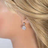 Swarovski Crystal Stainless Steel Dainty Flower Necklace Set , Bridal Jewelry, Bridal Earrings, Statement Earrings Cz, Necklace Set