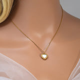 18k Gold Plated Double Sided Dainty Shell in Heart Necklace • Gold Chain Necklace • Minimalist • Gold Serenity Necklace